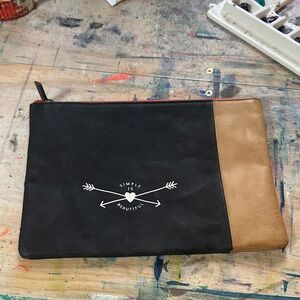 Toms Black and Tan Cosmetic Bag 6x9”